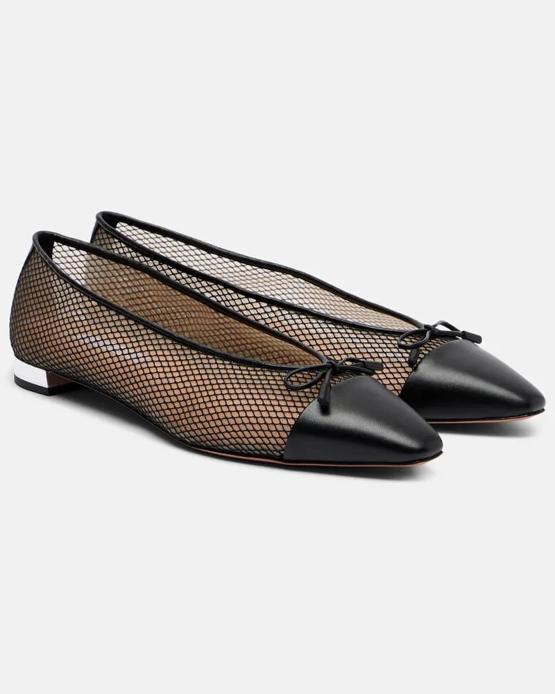 Aquazzura Ballerinas Gioia aus Mesh und Leder Schwarz