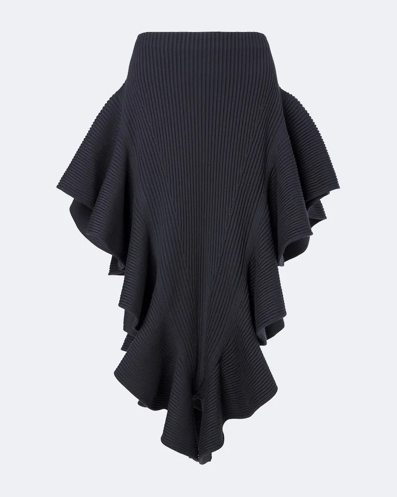 Alaïa Alaïa Rippstrick-Midirock aus einem Wollgemisch Grau