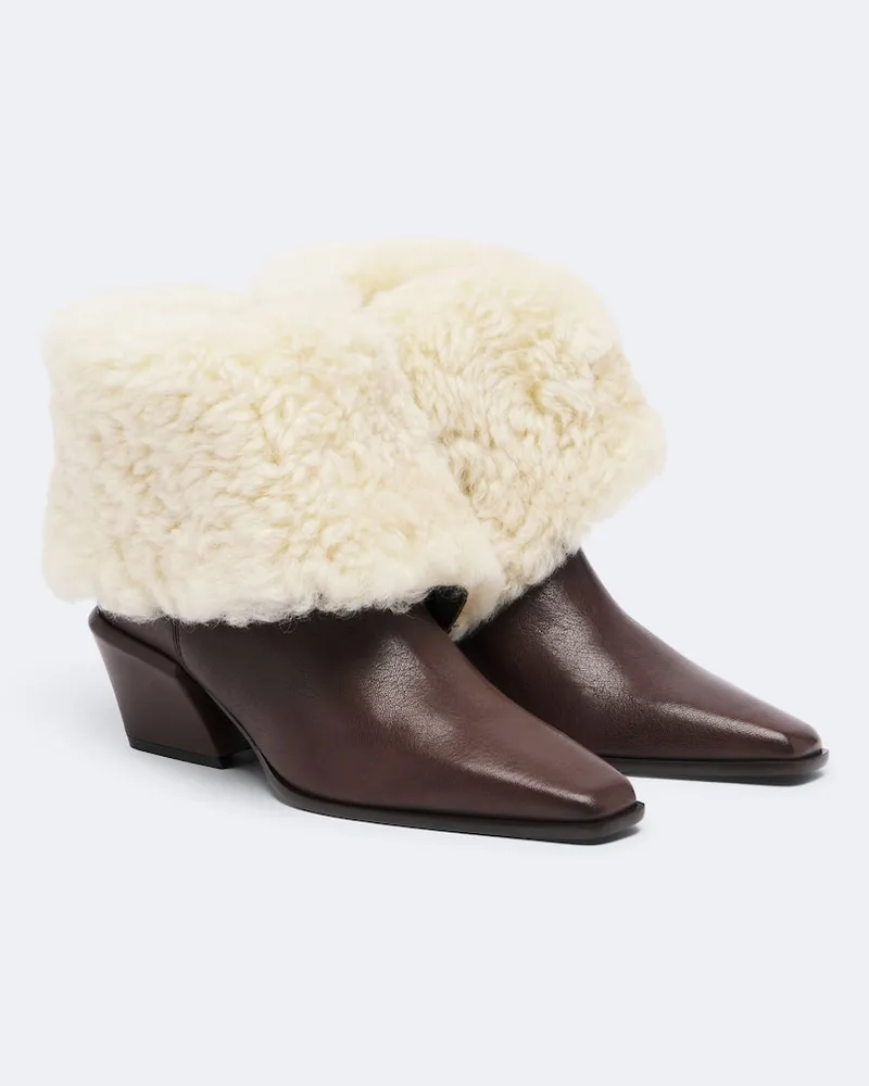 Paris Texas Ankle Boots Bettina aus Leder und Shearling Braun
