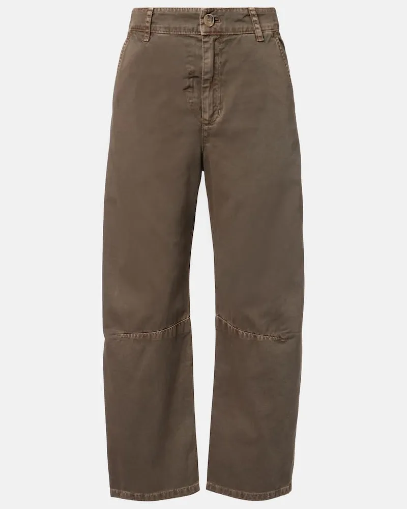 Velvet Barrel-Hose Alexis aus Baumwoll-Twill Braun