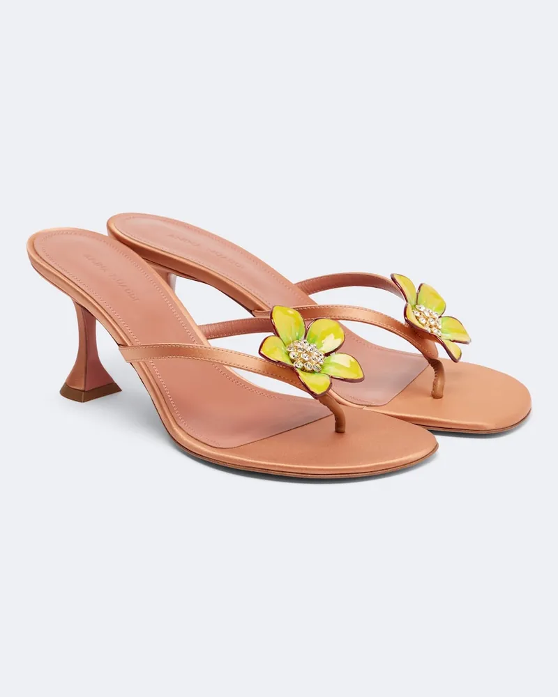 Amina Muaddi Verzierte Sandalen Vittoria aus Satin Multicolor