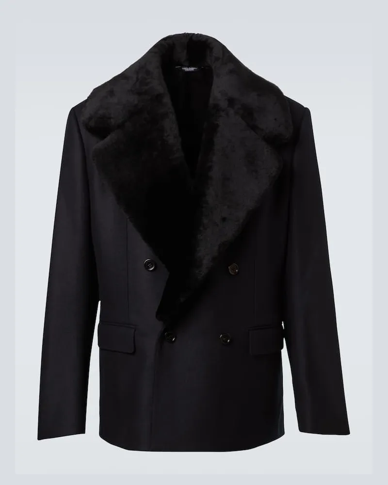 Dolce & Gabbana Blazer aus Schurwolle mit Shearling Schwarz