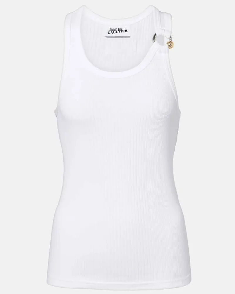 Jean Paul Gaultier Top Piercing aus Baumwoll-Jersey Weiß