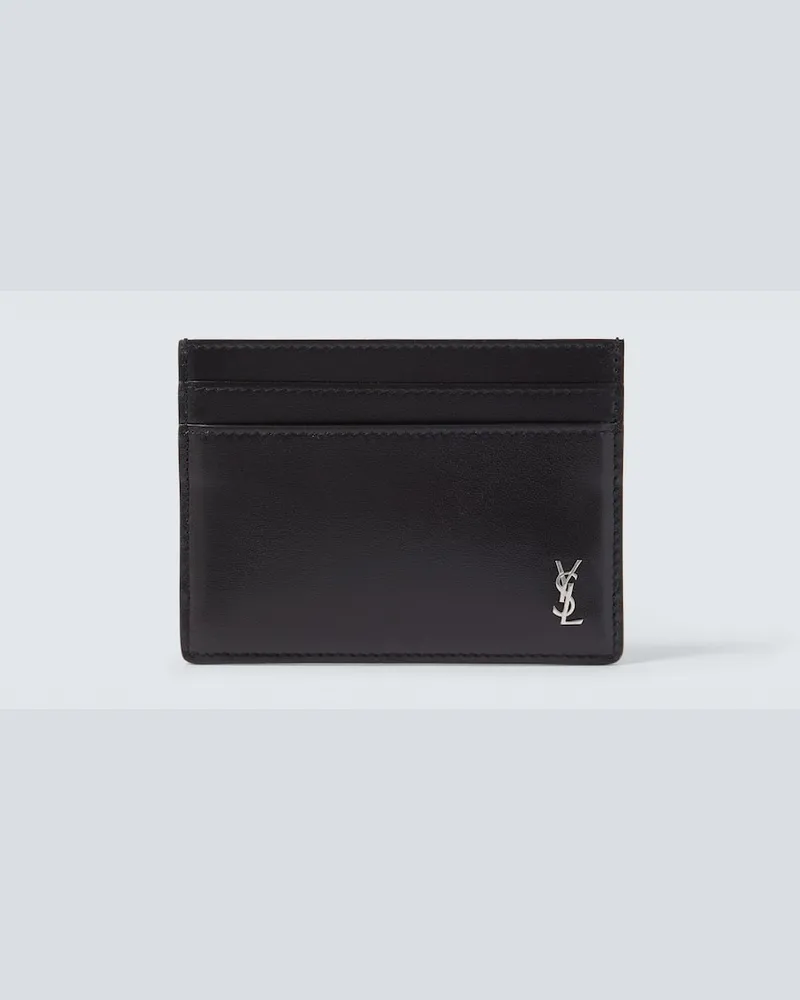 Saint Laurent Kartenetui aus Leder Schwarz