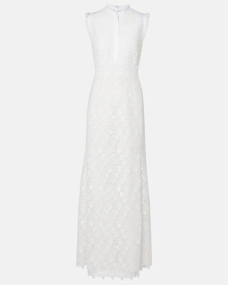Giambattista Valli Robe aus Makramee Weiß