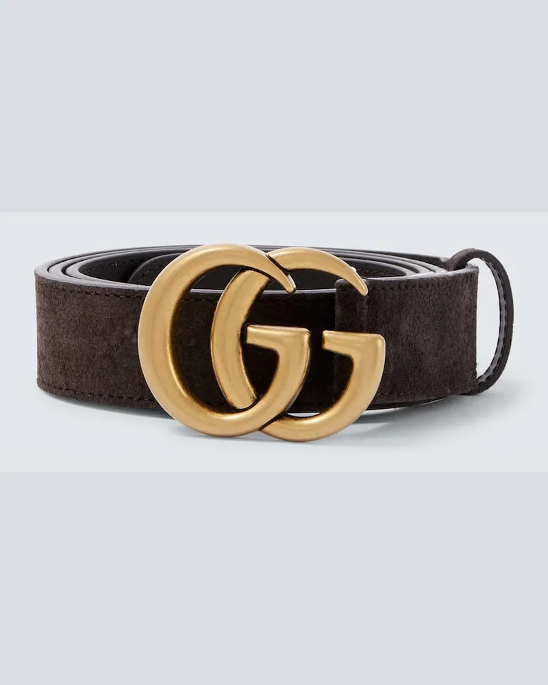 Gucci Gürtel GG Marmont aus Veloursleder Braun
