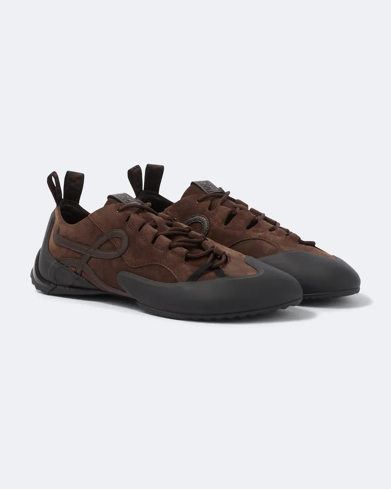 Loewe Sneakers Grip Anagram aus Veloursleder Braun
