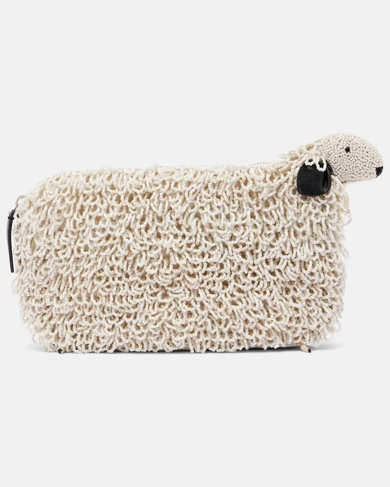 STAUD Verzierte Clutch Dolly Weiß
