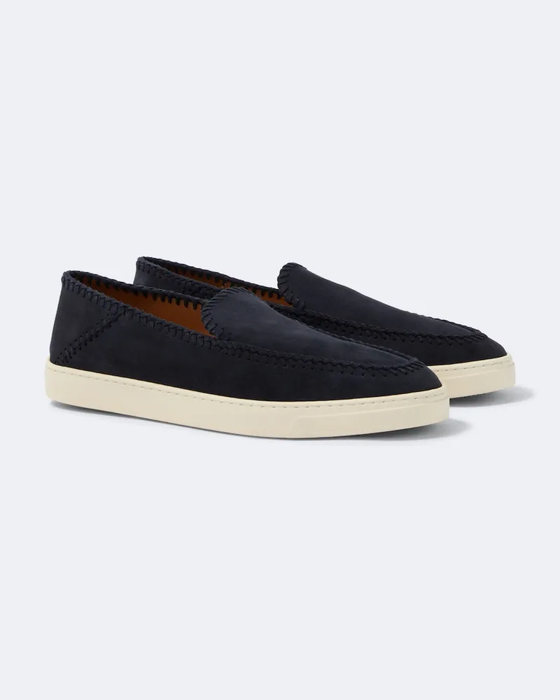 Giorgio Armani Slip-Ons Galleria 3 aus Veloursleder Blau