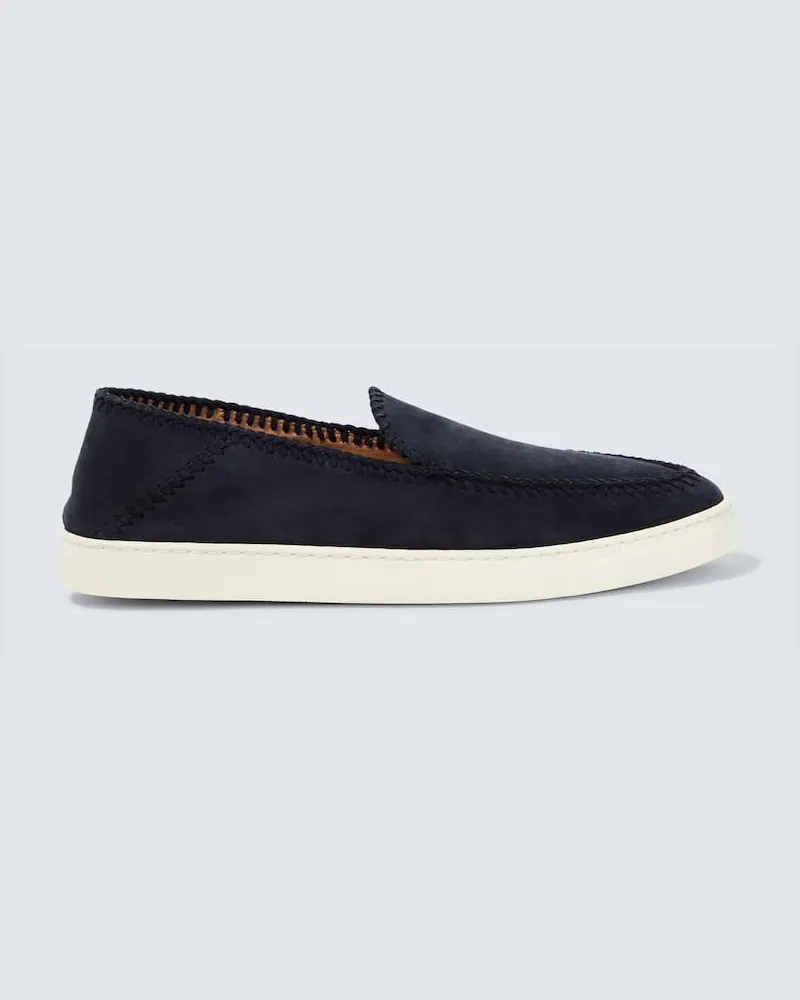 Giorgio Armani Slip-Ons Galleria 3 aus Veloursleder Blau