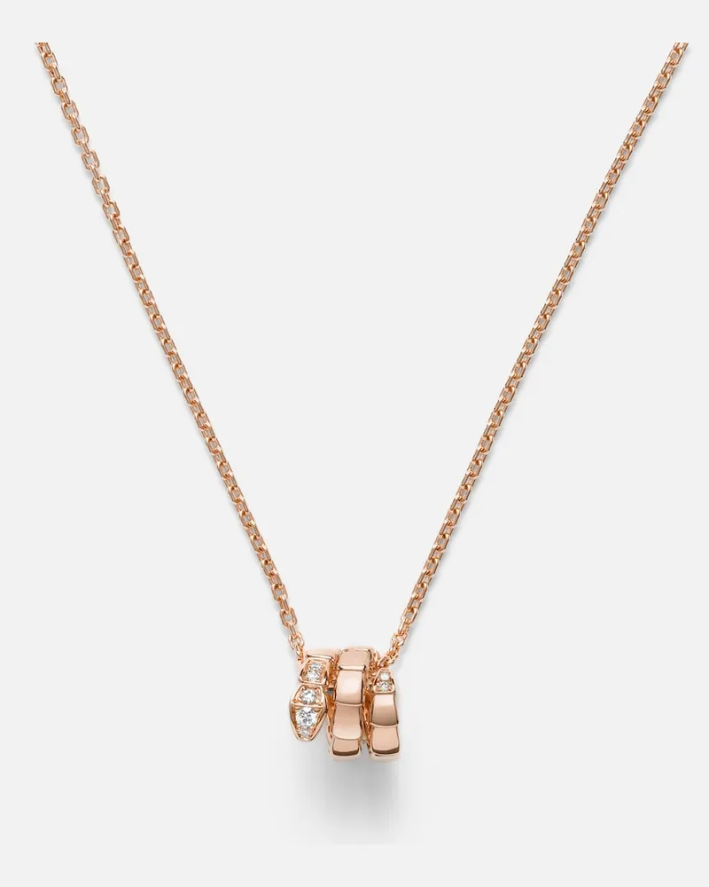 Bulgari Halskette Serpenti Viper aus 18kt Roségold mit Diamanten Gold