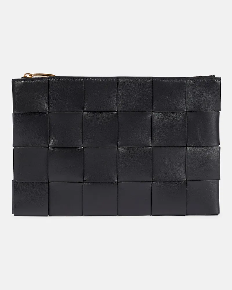 Bottega Veneta Clutch Intreccio aus Leder Schwarz