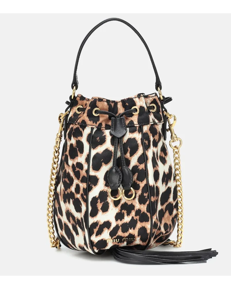 Miu Miu Bedruckte Bucket-Bag Braun