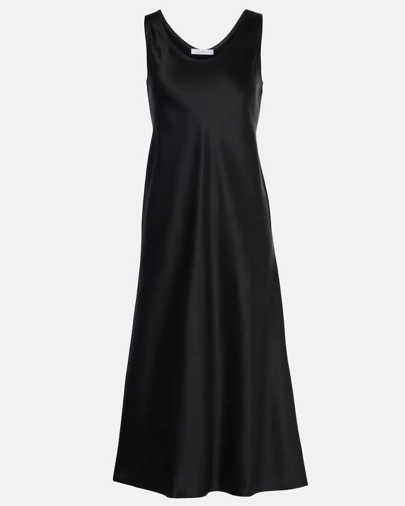 Max Mara Midikleid Banjo aus Seidensatin Schwarz