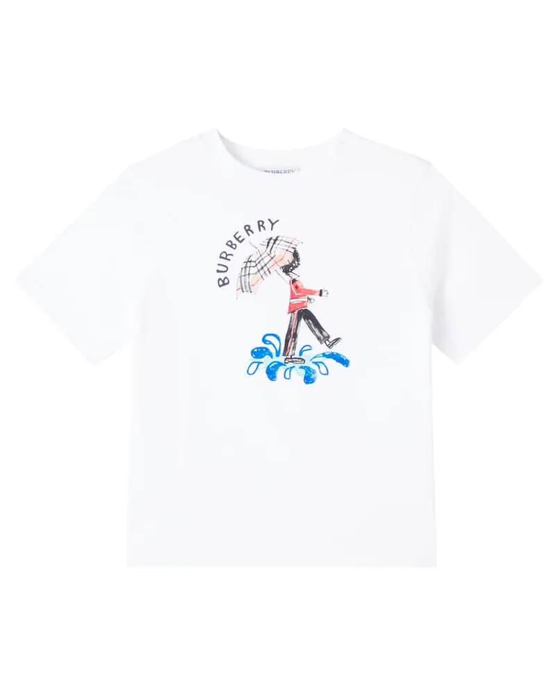 Burberry Bedrucktes T-Shirt aus Baumwoll-Jersey Weiß