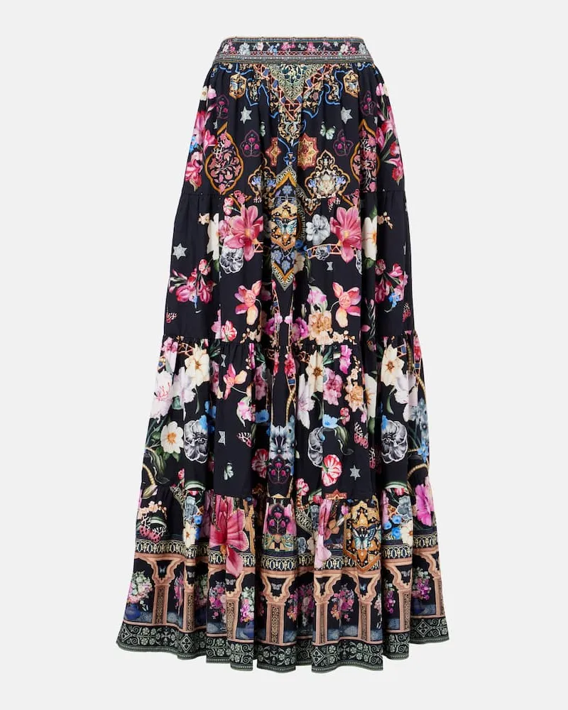 Camilla Maxirock aus Popeline mit Kristallen Multicolor
