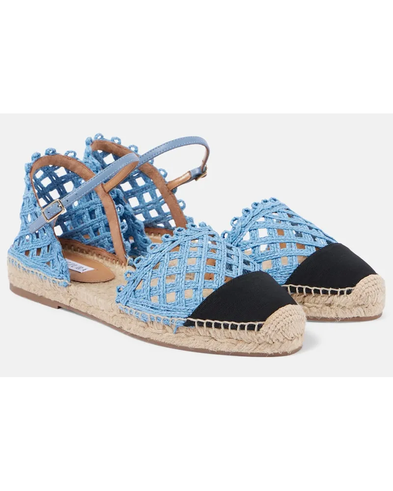 Aquazzura Espadrilles Sunburst aus Raffiabast Blau