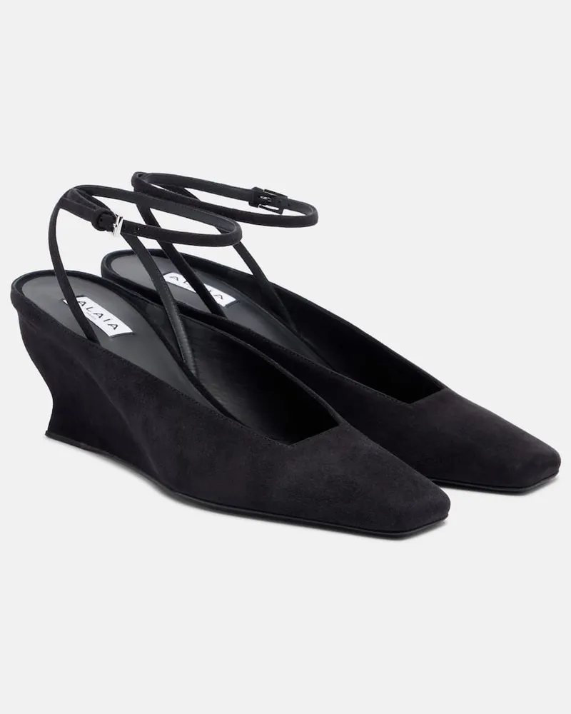 Alaïa Alaïa Wedges aus Veloursleder Schwarz