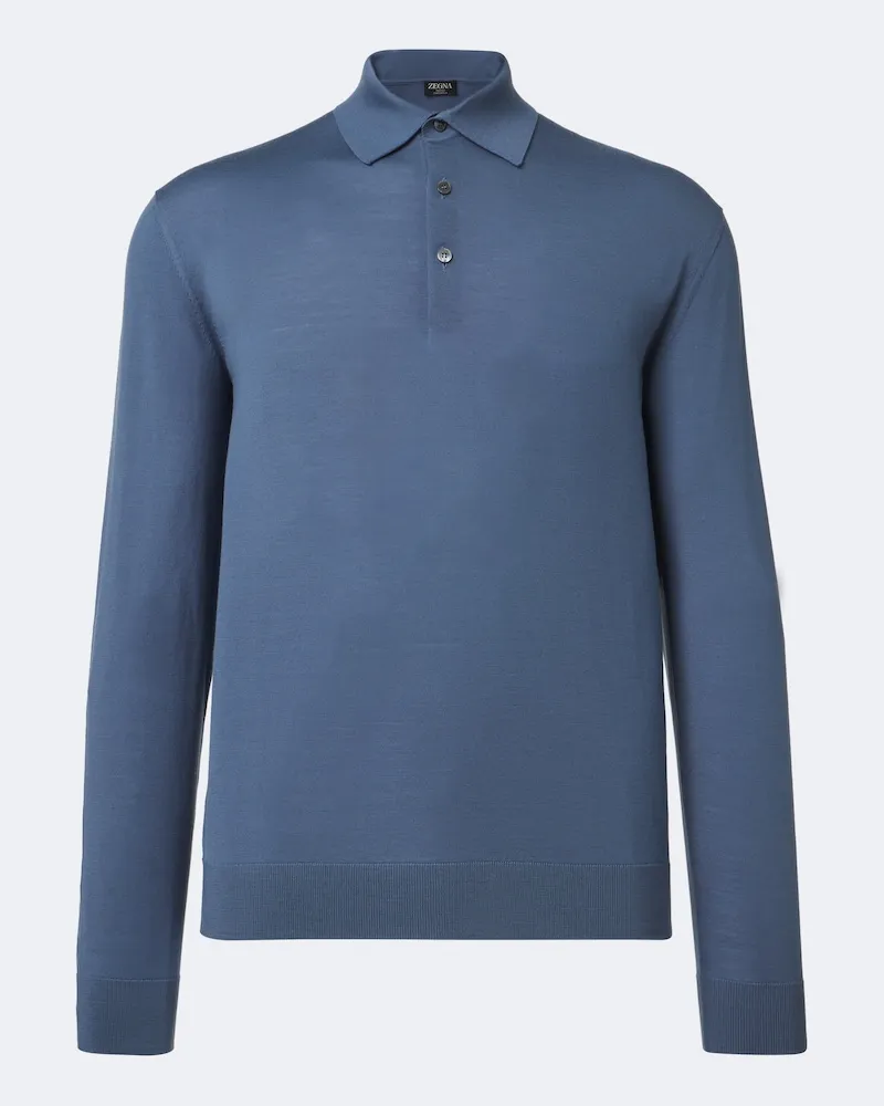 Ermenegildo Zegna Polopullover aus Wolle Blau