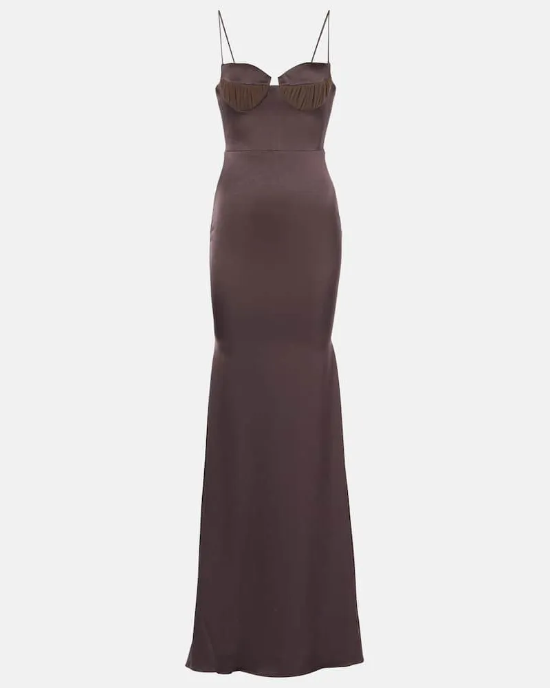 Alex Perry Robe aus Satin Braun