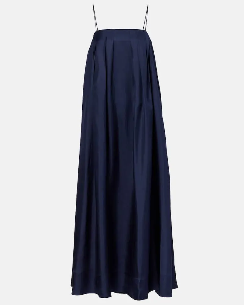 ASCENO Maxikleid Heather aus Seiden-Twill Blau