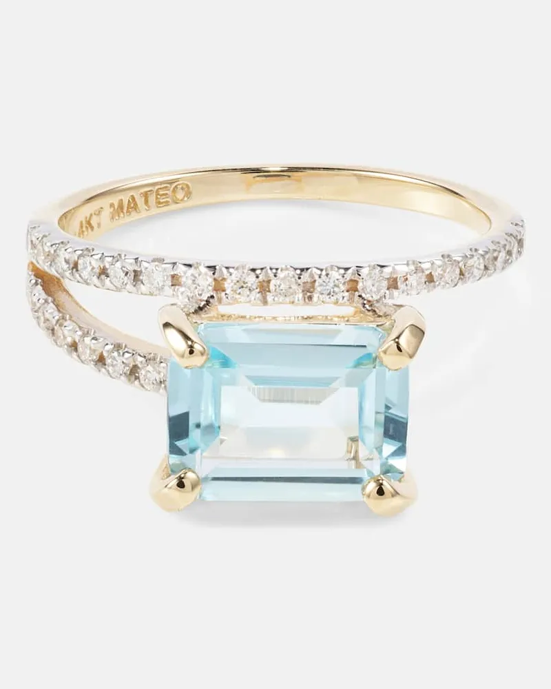 MATEO Ring Point of Focus aus 14kt Gelbgold mit Diamanten und Topas Gold