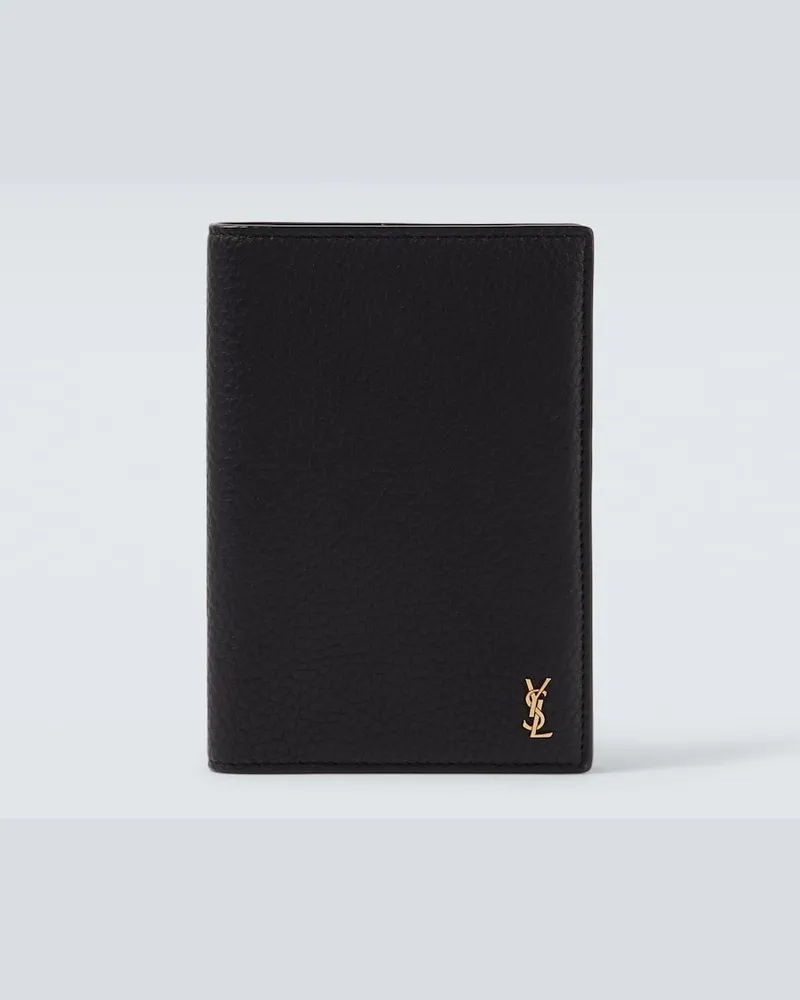 Saint Laurent Kartenetui Cassandre aus Leder Schwarz