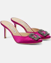 Manolo Blahnik Verzierte Mules Hangisimu 70 aus Satin Lila