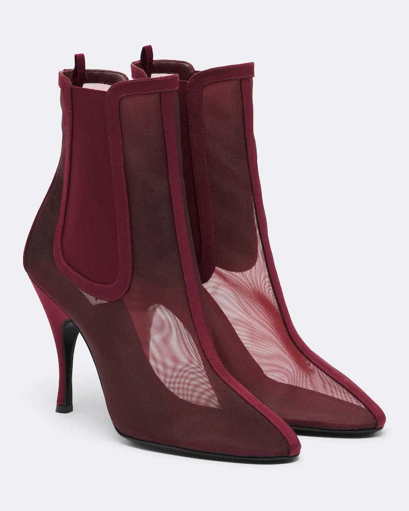 Alaïa Alaïa Ankle Boots aus Mesh Burgunderrot