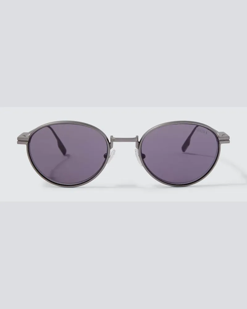 Ermenegildo Zegna Runde Sonnenbrille Grau