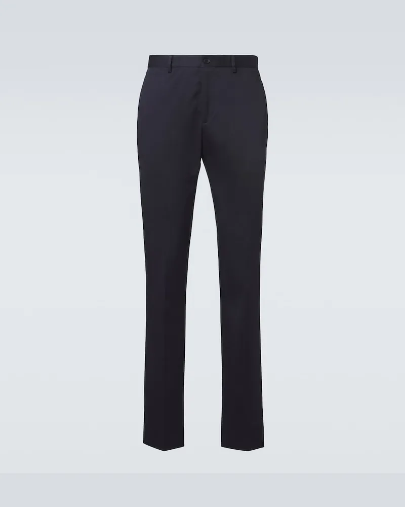 Etro Schmale Hose aus einem Baumwollgemisch Blau