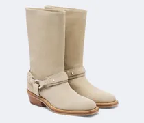 Biker-Boots aus Veloursleder