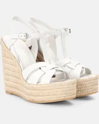 Saint Laurent Wedge-Sandalen Tribute 130 aus Leder Weiss