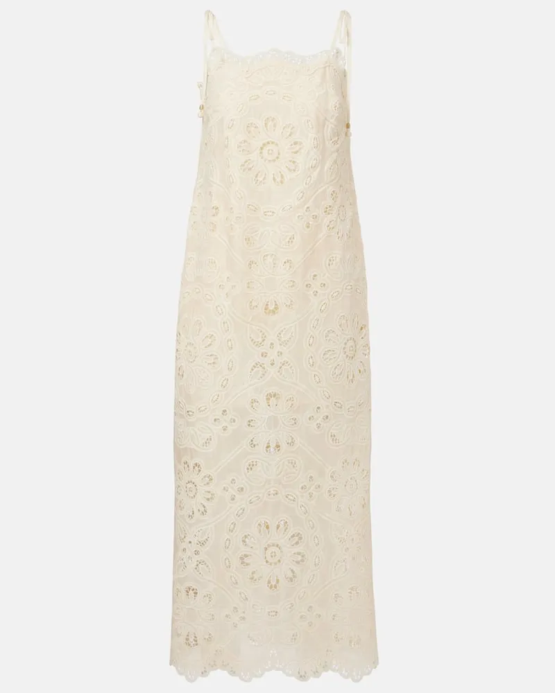Zimmermann Midikleid Rhiannon aus Baumwolle Weiß