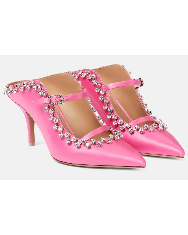 Malone Souliers Verzierte Mules Gala aus Satin Pink