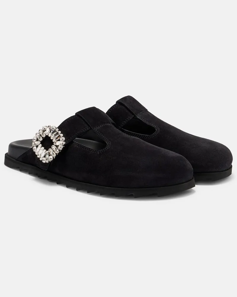 Roger Vivier Slippers Slidy Viv' aus Veloursleder Schwarz