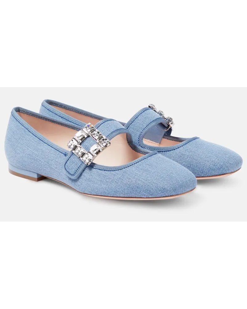 Roger Vivier Ballerinas Très Vivier Strass Buckle Babies Blau