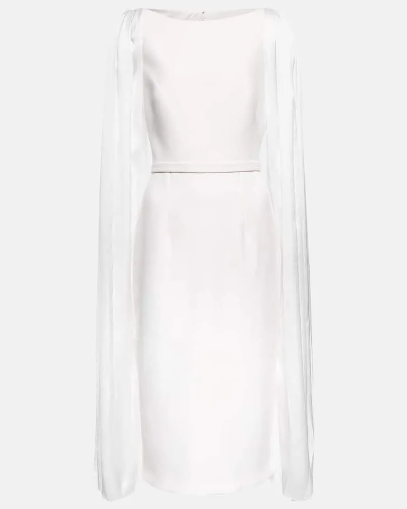 Safiyaa Midikleid Essiah aus Crêpe und Satin Weiß