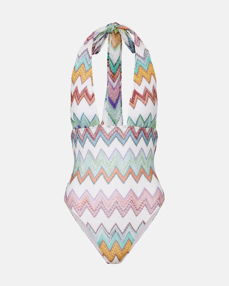 Missoni Badeanzug Zigzag aus Häkelstrick Multicolor