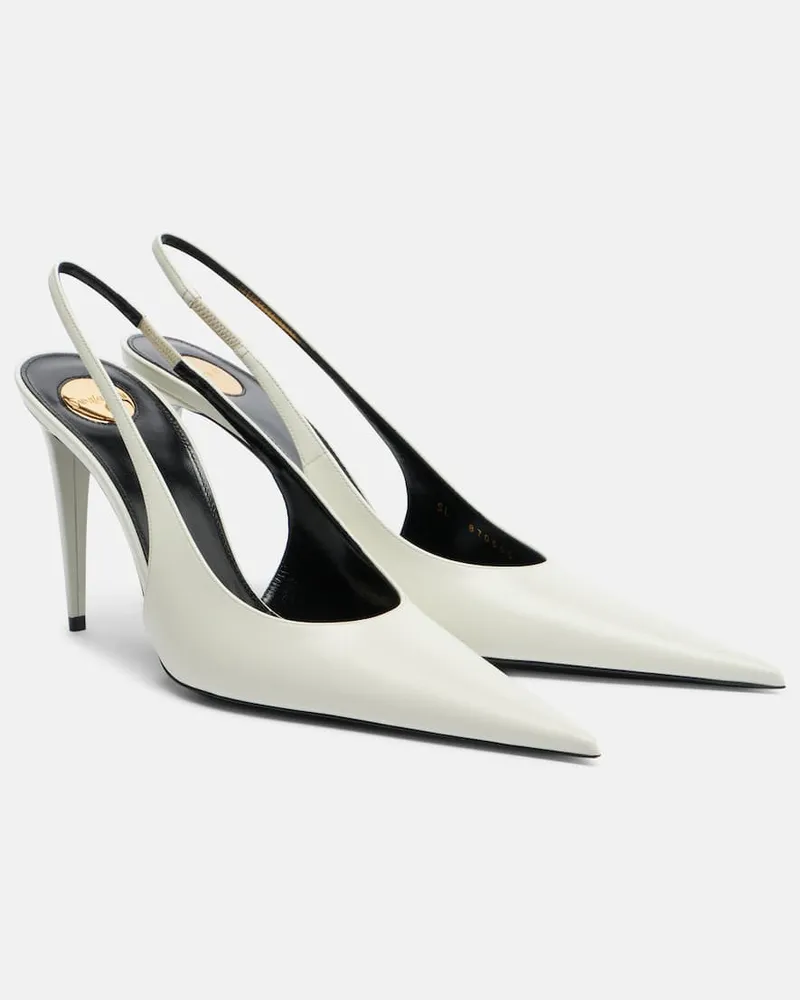 Saint Laurent Slingback-Pumps Guermantes 95 aus Lackleder Weiß