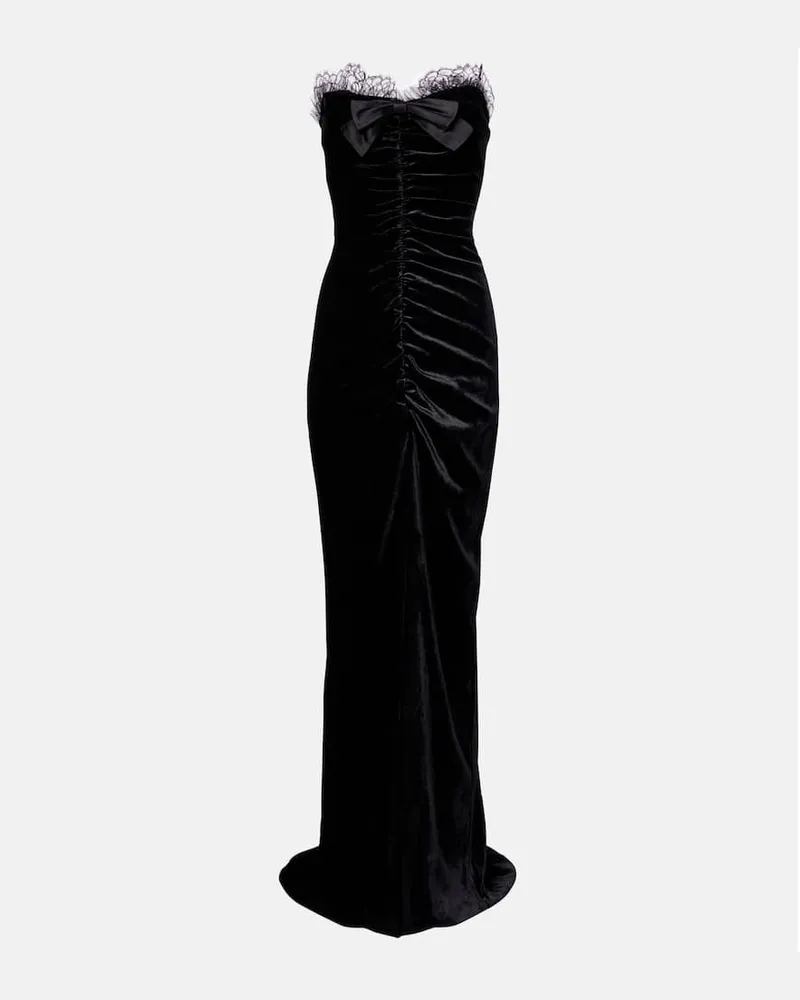 Alessandra Rich Robe aus Samt mit Seide Schwarz