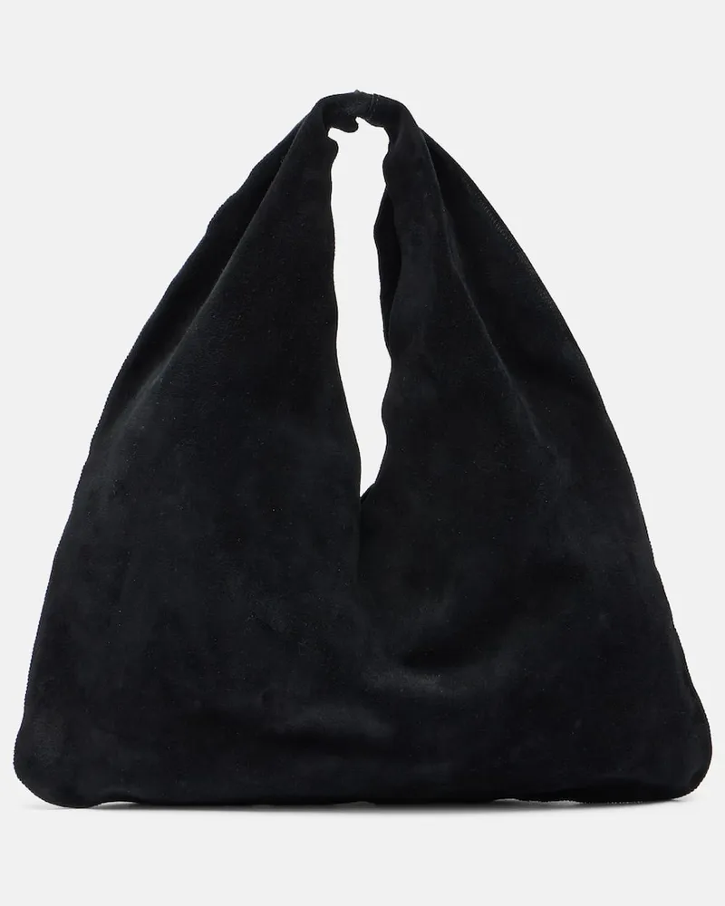 The Row Tote Bag Bindle Small aus Veloursleder Schwarz