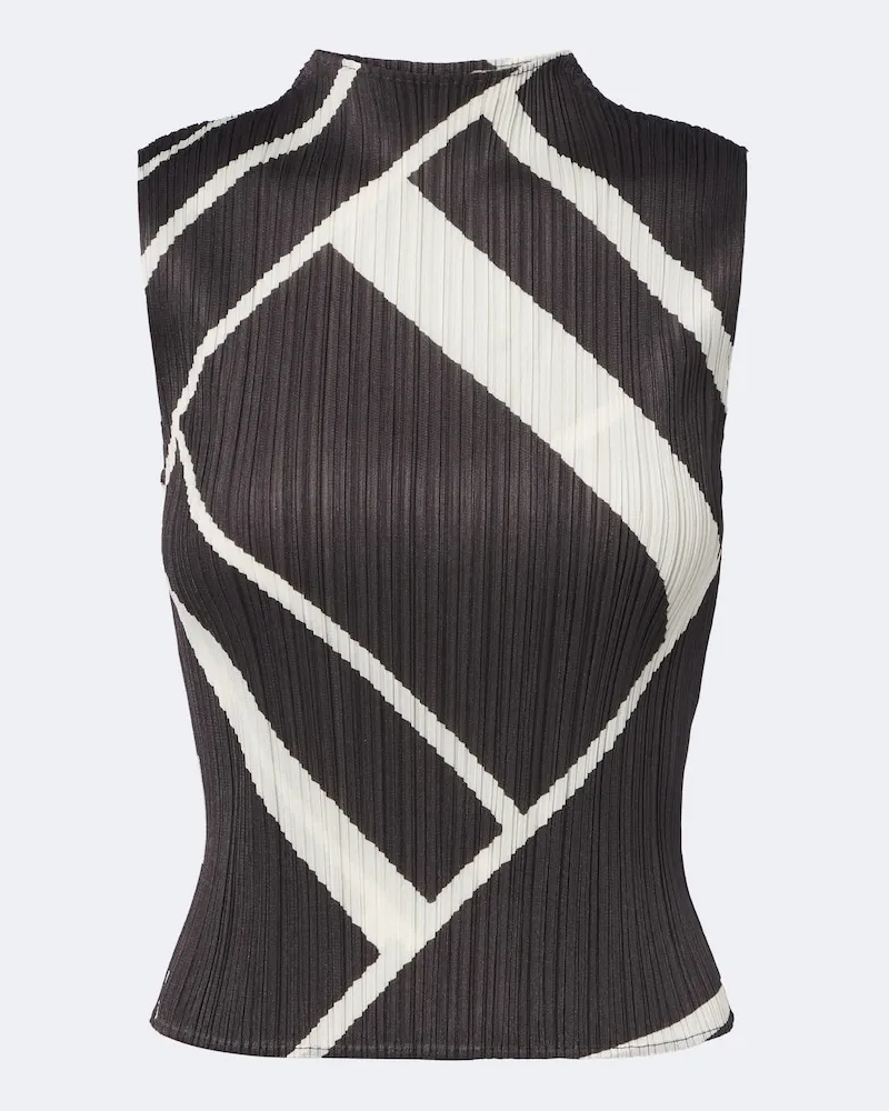 Issey Miyake Bedrucktes Top Fold Line Grau