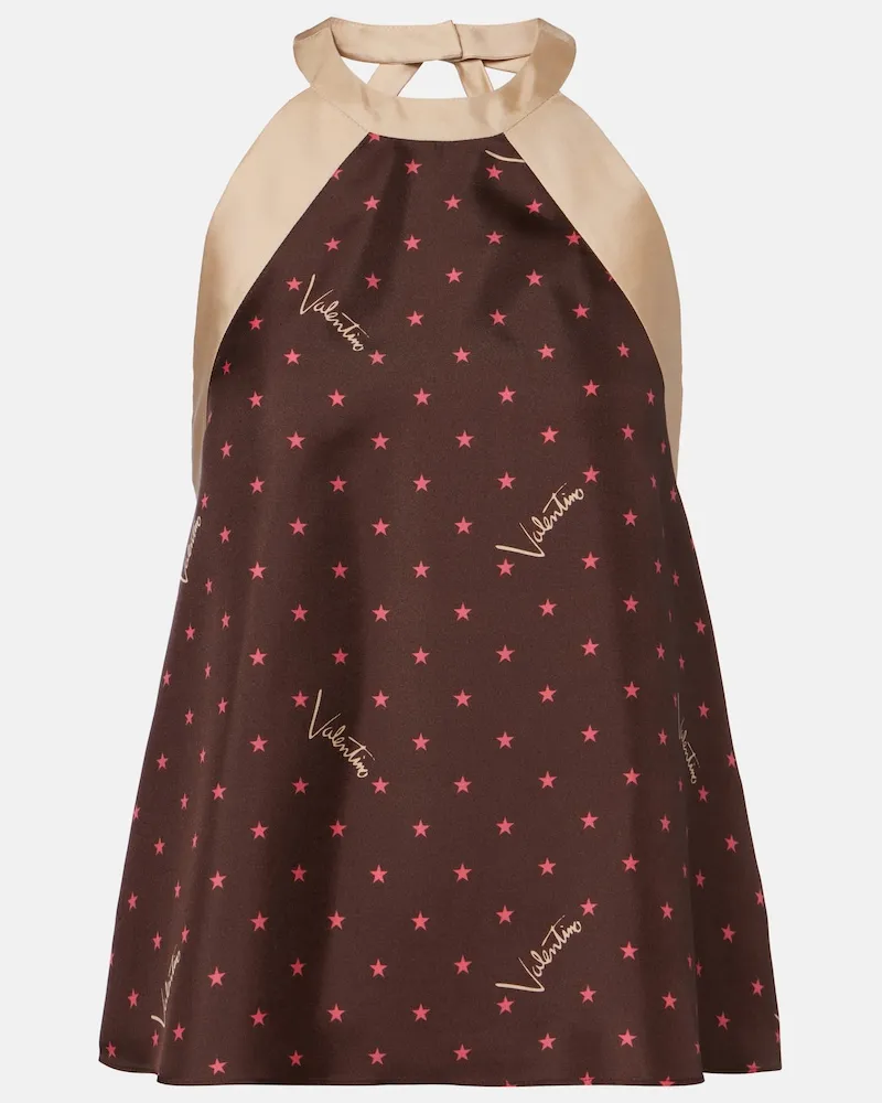 Valentino Garavani Top aus Seiden-Twill Braun