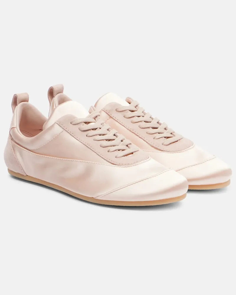 Jil Sander Sneakers Floor aus Satin mit Veloursleder Pink
