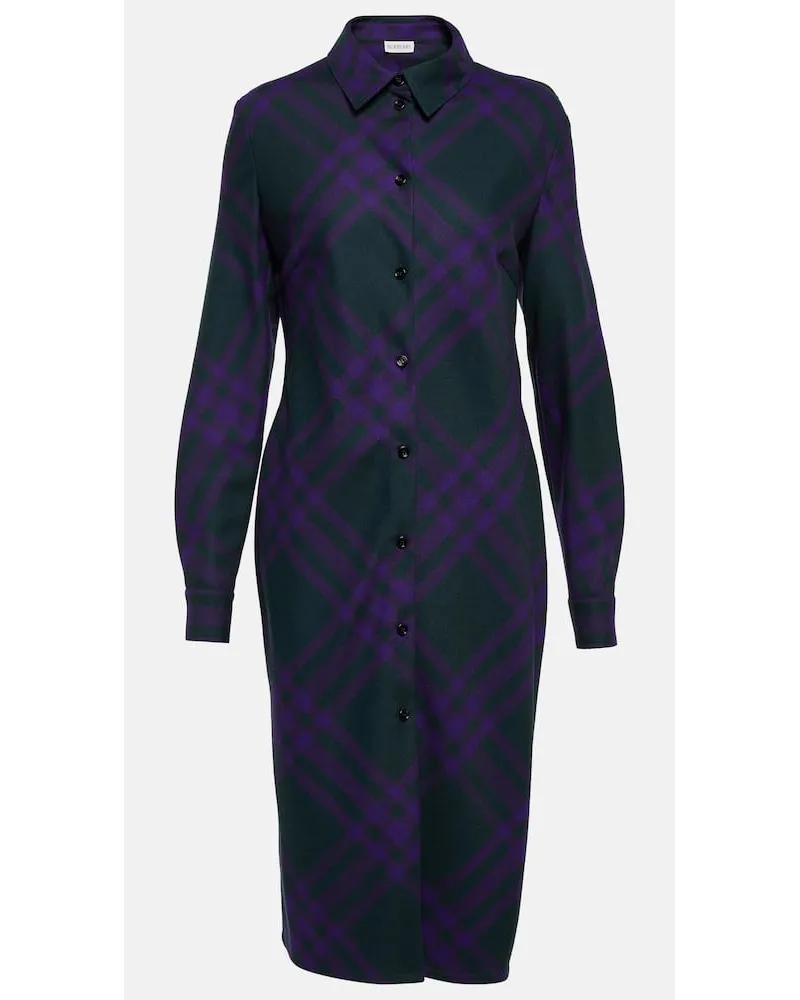 Burberry Hemdblusenkleid  Check aus Wolle Multicolor