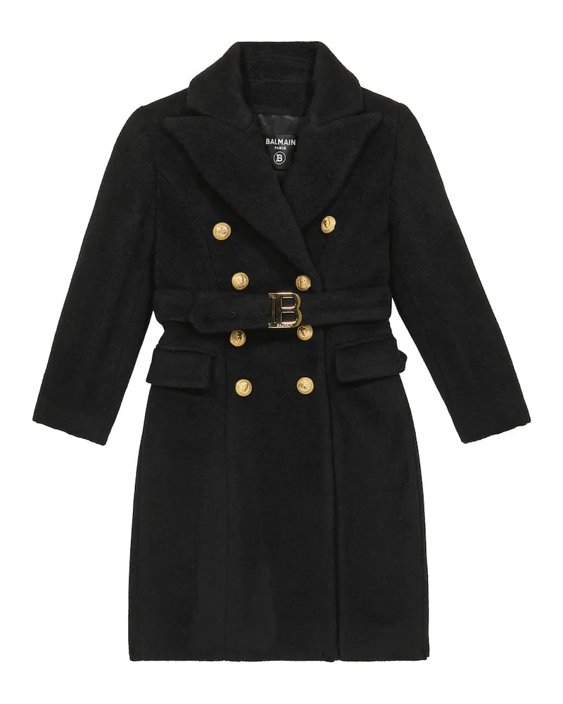 Balmain Mantel aus Wolle und Mohair Schwarz