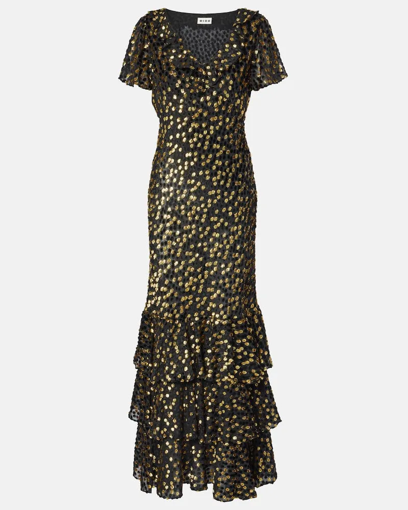 RIXO Verziertes Maxikleid Amelle Schwarz