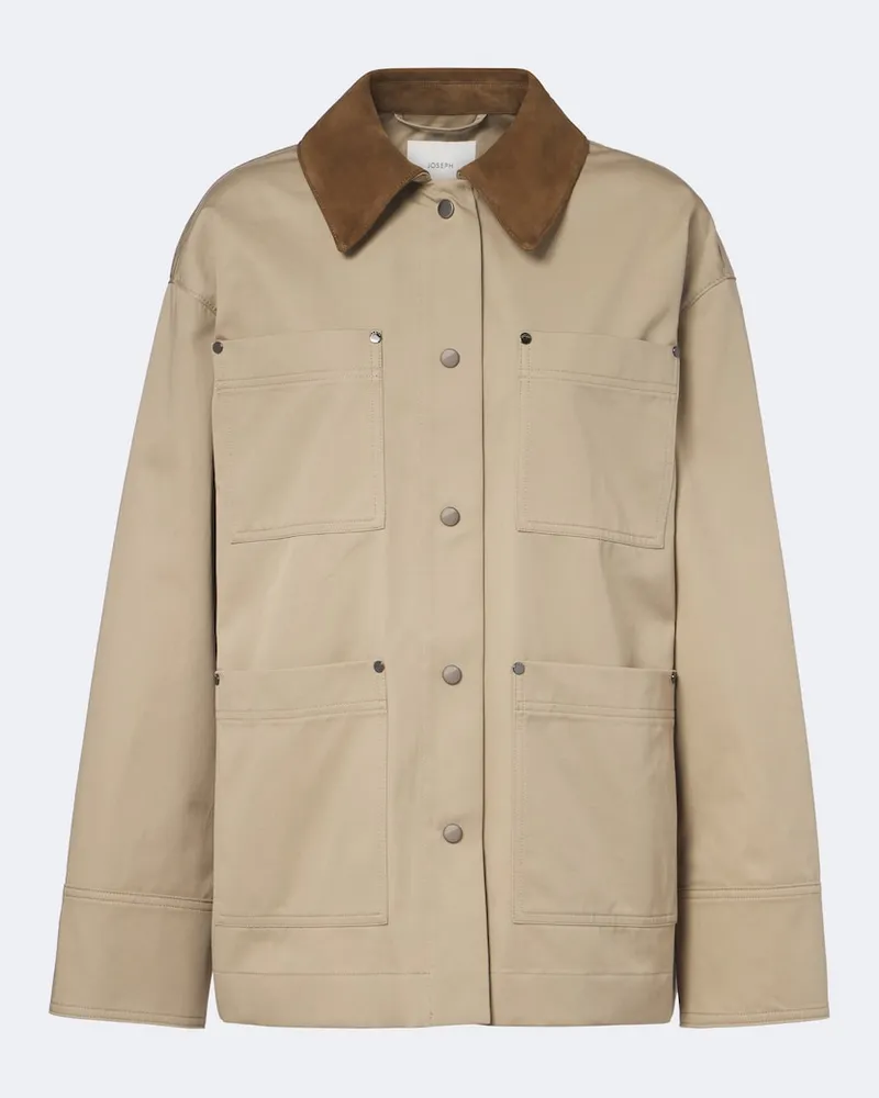 Joseph Jacke Athos aus Baumwolle mit Veloursleder Beige