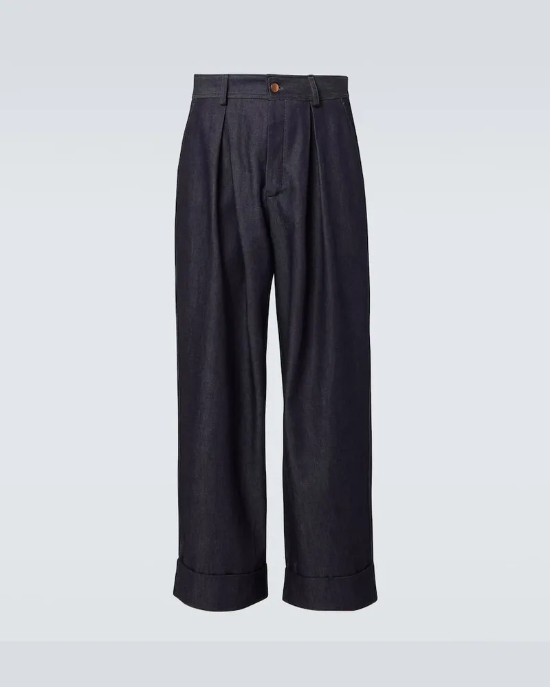 King & Tuckfield High-Rise Wide-Leg-Hose aus Denim Blau